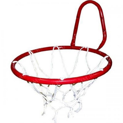 Кольцо баскетбольное №5  д-380мм, труба 18мм, (с сеткой) и кронштейном, красное КБ№5-set